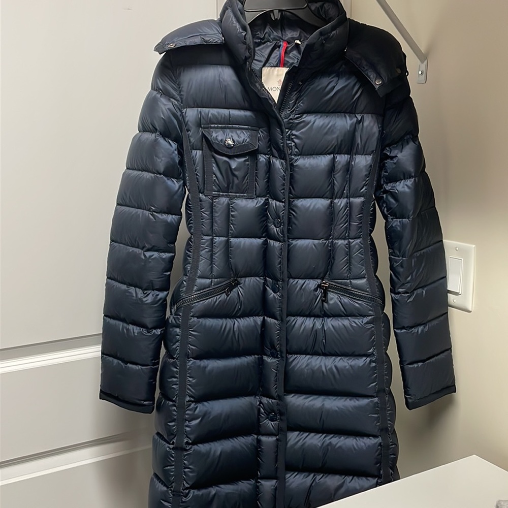 Moncler Hermine Down Puffer Coat Jacket Blue Size 0